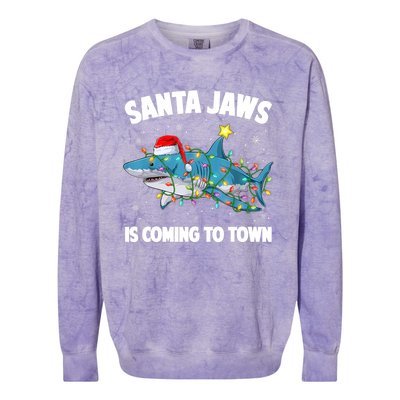 Santa Jaws Shark Christmas Lights Merry Sharkmas Xmas Boys TShirt Colorblast Crewneck Sweatshirt