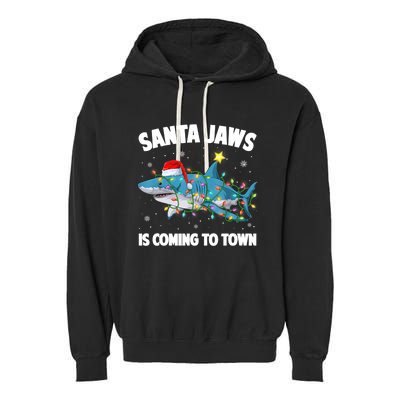 Santa Jaws Shark Christmas Lights Merry Sharkmas Xmas Boys TShirt Garment-Dyed Fleece Hoodie