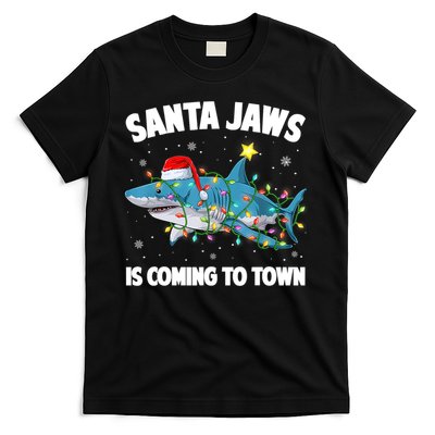 Santa Jaws Shark Christmas Lights Merry Sharkmas Xmas Boys TShirt T-Shirt