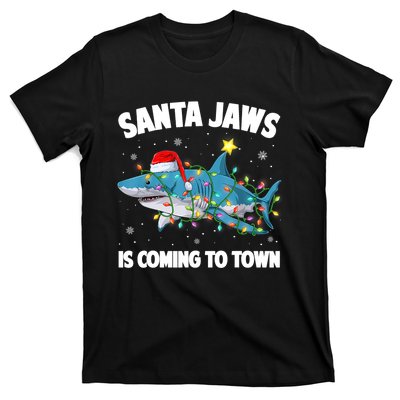 Santa Jaws Shark Christmas Lights Merry Sharkmas Xmas Boys TShirt T-Shirt