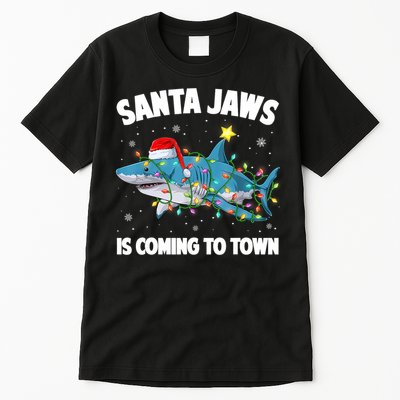 Santa Jaws Shark Christmas Lights Merry Sharkmas Xmas Boys TShirt Tall T-Shirt