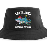 Santa Jaws Shark Christmas Lights Merry Sharkmas Xmas Boys TShirt Sustainable Bucket Hat