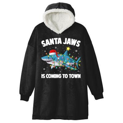 Santa Jaws Shark Christmas Lights Merry Sharkmas Xmas Boys TShirt Hooded Wearable Blanket
