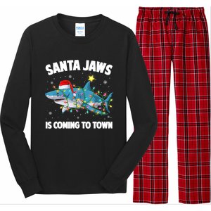 Santa Jaws Shark Christmas Lights Merry Sharkmas Xmas Boys TShirt Long Sleeve Pajama Set