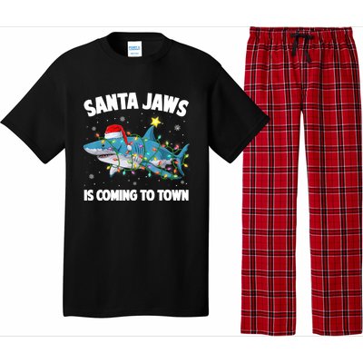 Santa Jaws Shark Christmas Lights Merry Sharkmas Xmas Boys TShirt Pajama Set