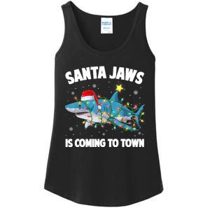 Santa Jaws Shark Christmas Lights Merry Sharkmas Xmas Boys TShirt Ladies Essential Tank