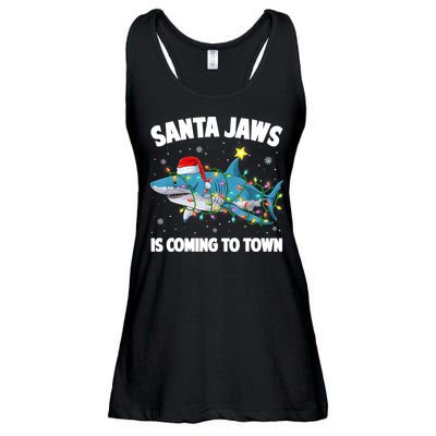 Santa Jaws Shark Christmas Lights Merry Sharkmas Xmas Boys TShirt Ladies Essential Flowy Tank