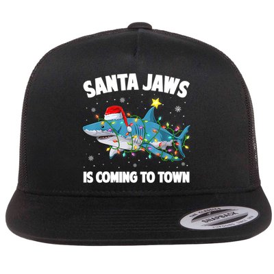 Santa Jaws Shark Christmas Lights Merry Sharkmas Xmas Boys TShirt Flatbill Hat