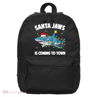 Santa Jaws Shark Christmas Lights Merry Sharkmas Xmas Boys TShirt 16 in Basic Backpack