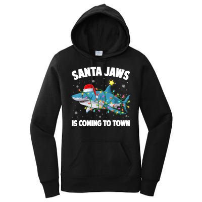 Santa Jaws Shark Christmas Lights Merry Sharkmas Xmas Boys TShirt Women's Pullover Hoodie