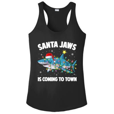 Santa Jaws Shark Christmas Lights Merry Sharkmas Xmas Boys TShirt Ladies PosiCharge Competitor Racerback Tank