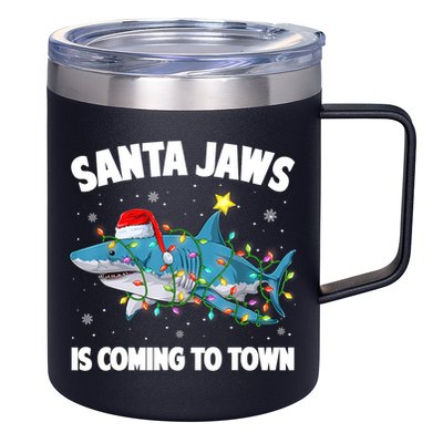Santa Jaws Shark Christmas Lights Merry Sharkmas Xmas Boys TShirt 12oz Stainless Steel Coffee Mug