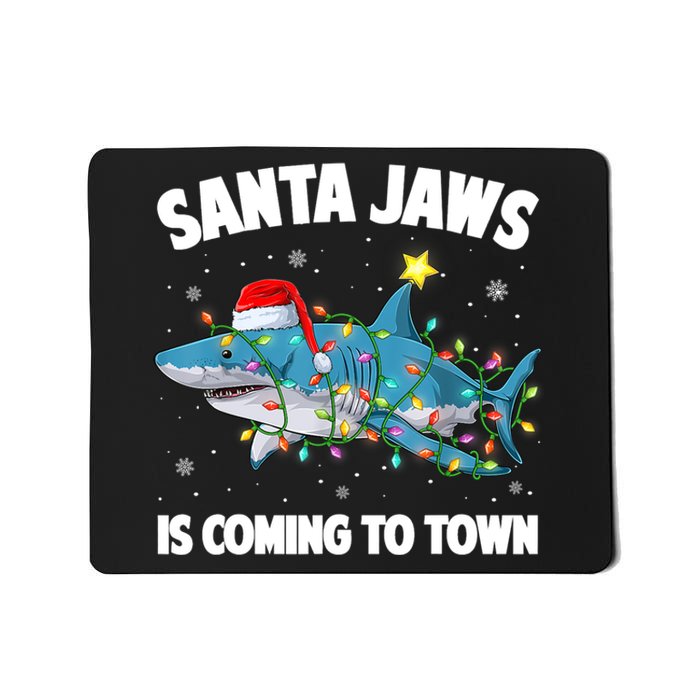 Santa Jaws Shark Christmas Lights Merry Sharkmas Xmas Boys TShirt Mousepad