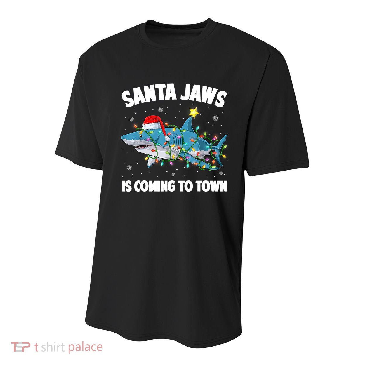 Santa Jaws Shark Christmas Lights Merry Sharkmas Xmas Boys TShirt Youth Performance Sprint T-Shirt