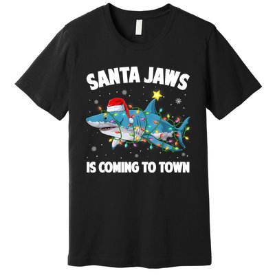 Santa Jaws Shark Christmas Lights Merry Sharkmas Xmas Boys TShirt Premium T-Shirt