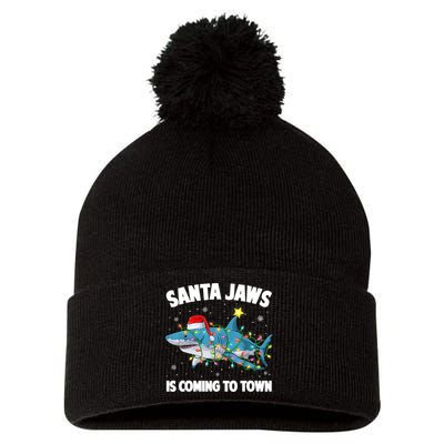 Santa Jaws Shark Christmas Lights Merry Sharkmas Xmas Boys TShirt Pom Pom 12in Knit Beanie