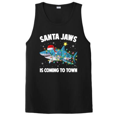 Santa Jaws Shark Christmas Lights Merry Sharkmas Xmas Boys TShirt PosiCharge Competitor Tank