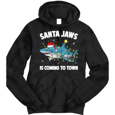 Santa Jaws Shark Christmas Lights Merry Sharkmas Xmas Boys TShirt Tie Dye Hoodie