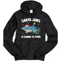 Santa Jaws Shark Christmas Lights Merry Sharkmas Xmas Boys TShirt Tie Dye Hoodie