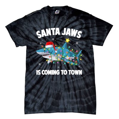 Santa Jaws Shark Christmas Lights Merry Sharkmas Xmas Boys TShirt Tie-Dye T-Shirt