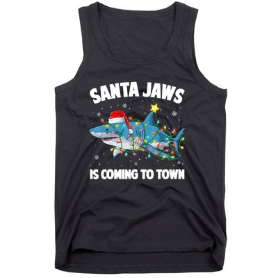 Santa Jaws Shark Christmas Lights Merry Sharkmas Xmas Boys TShirt Tank Top