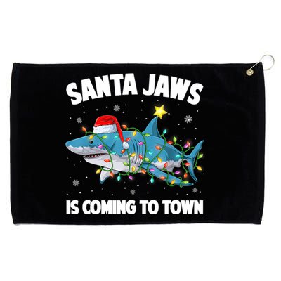 Santa Jaws Shark Christmas Lights Merry Sharkmas Xmas Boys TShirt Grommeted Golf Towel