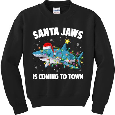 Santa Jaws Shark Christmas Lights Merry Sharkmas Xmas Boys TShirt Kids Sweatshirt