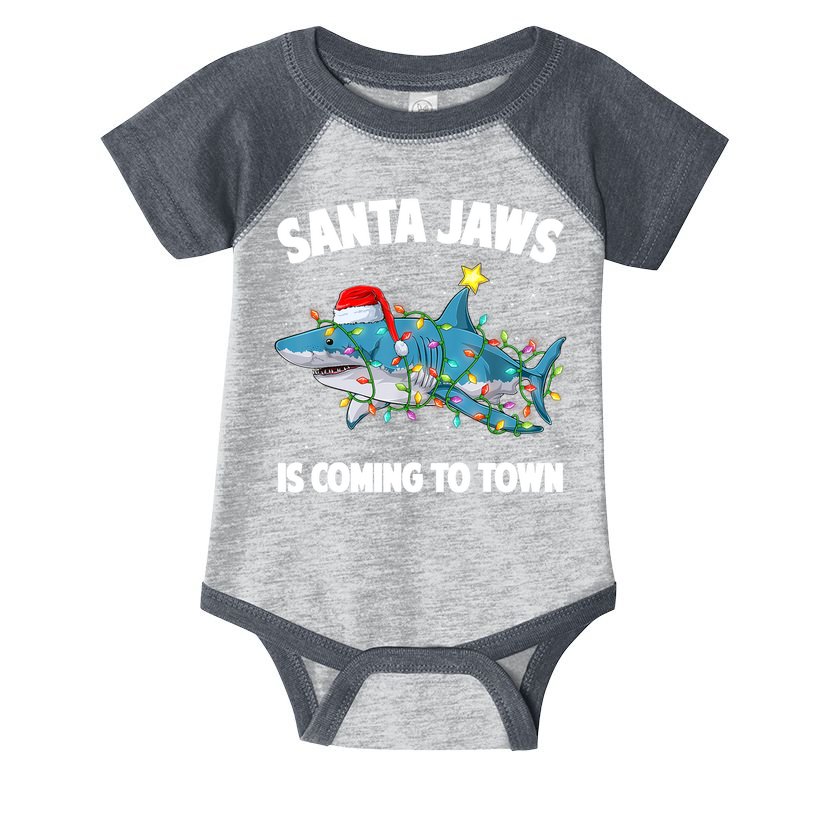 Santa Jaws Shark Christmas Lights Merry Sharkmas Xmas Boys TShirt Infant Baby Jersey Bodysuit
