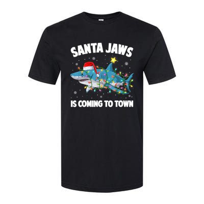 Santa Jaws Shark Christmas Lights Merry Sharkmas Xmas Boys TShirt Softstyle CVC T-Shirt