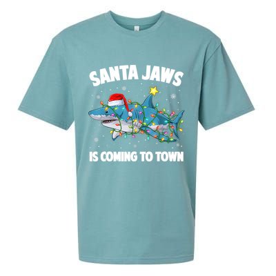 Santa Jaws Shark Christmas Lights Merry Sharkmas Xmas Boys TShirt Sueded Cloud Jersey T-Shirt