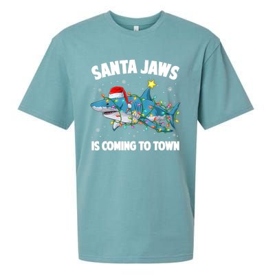 Santa Jaws Shark Christmas Lights Merry Sharkmas Xmas Boys TShirt Sueded Cloud Jersey T-Shirt