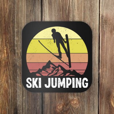 Ski Jumping Sunset Skier Retro Vintage Gift For Skiers Coaster