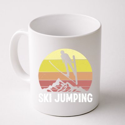 Ski Jumping Sunset Skier Retro Vintage Gift For Skiers Coffee Mug