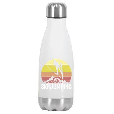 Ski Jumping Sunset Skier Retro Vintage Gift For Skiers Stainless Steel Insulated Water Bottle