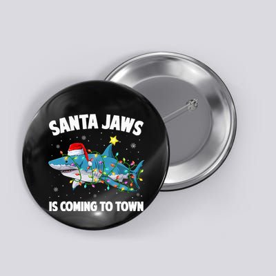Santa Jaws Shark Christmas Lights Merry Sharkmas Xmas Button