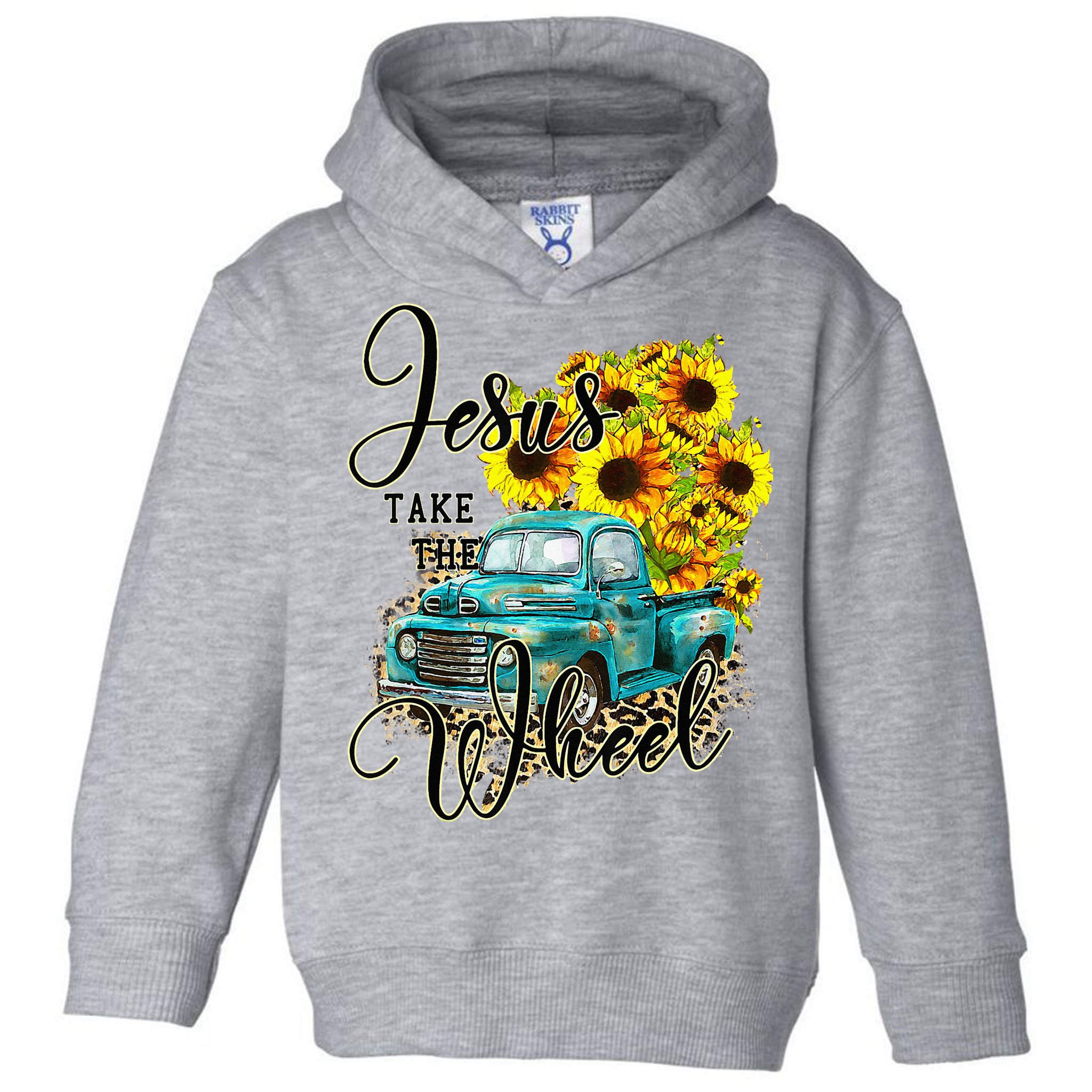 Sunflower Jesus Take The Wheel Christian Gift Leopard Print Toddler Hoodie