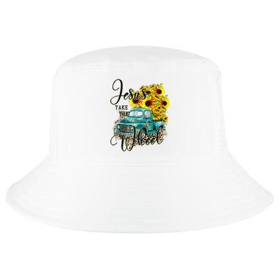 Sunflower Jesus Take The Wheel Christian Gift Leopard Print Cool Comfort Performance Bucket Hat