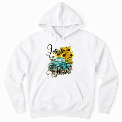 Sunflower Jesus Take The Wheel Christian Gift Leopard Print Hoodie