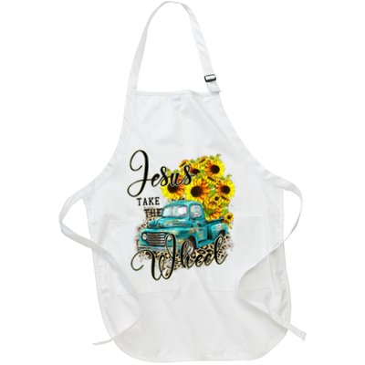 Sunflower Jesus Take The Wheel Christian Gift Leopard Print Apron