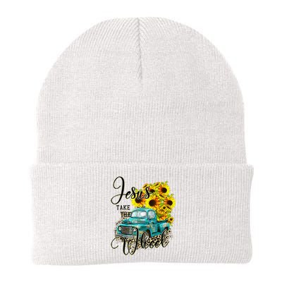 Sunflower Jesus Take The Wheel Christian Gift Leopard Print Beanie