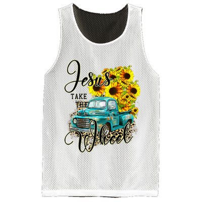 Sunflower Jesus Take The Wheel Christian Gift Leopard Print Mesh Reversible Basketball Jersey Tank