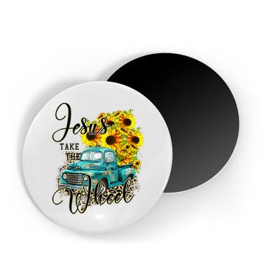 Sunflower Jesus Take The Wheel Christian Gift Leopard Print Magnet