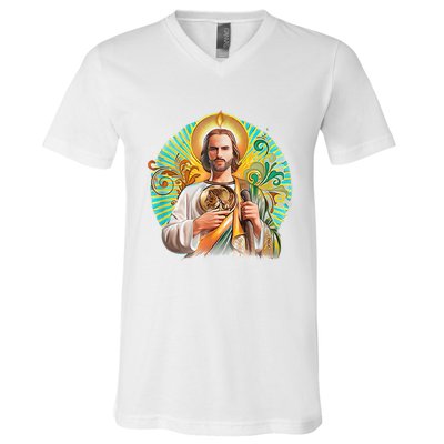 San Judas Tadeo Shirts San Judas Shirts Mexican V-Neck T-Shirt