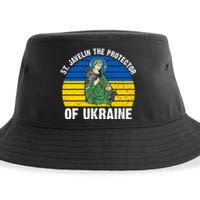 Saint Javelin The Protector Of Ukraine Ukrainian Flag Sustainable Bucket Hat