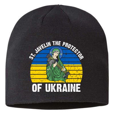 Saint Javelin The Protector Of Ukraine Ukrainian Flag Sustainable Beanie