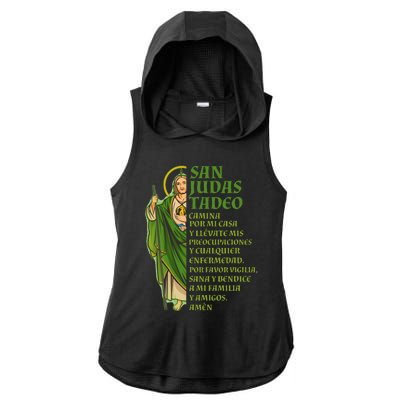 San Judas Tadeo Con OracióN Ladies PosiCharge Tri-Blend Wicking Draft Hoodie Tank