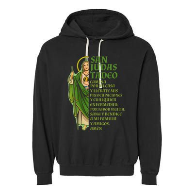 San Judas Tadeo Con OracióN Garment-Dyed Fleece Hoodie