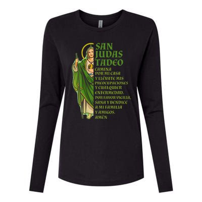 San Judas Tadeo Con OracióN Womens Cotton Relaxed Long Sleeve T-Shirt