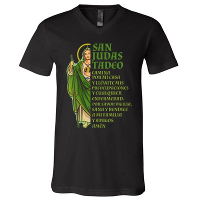 San Judas Tadeo Con OracióN V-Neck T-Shirt