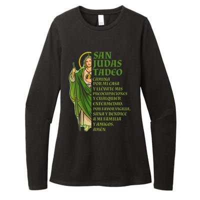 San Judas Tadeo Con OracióN Womens CVC Long Sleeve Shirt